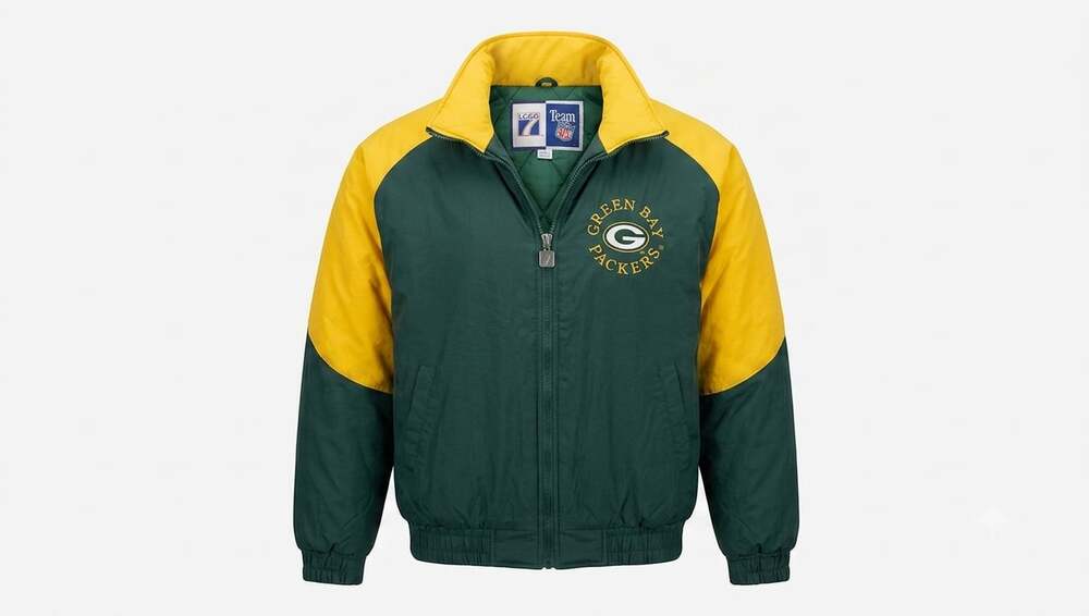 Vintage Logo 7 Green Bay Packers NFL Quilted Puffer Winter Jacket
